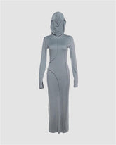 Split Line Hooded Maxi Dress